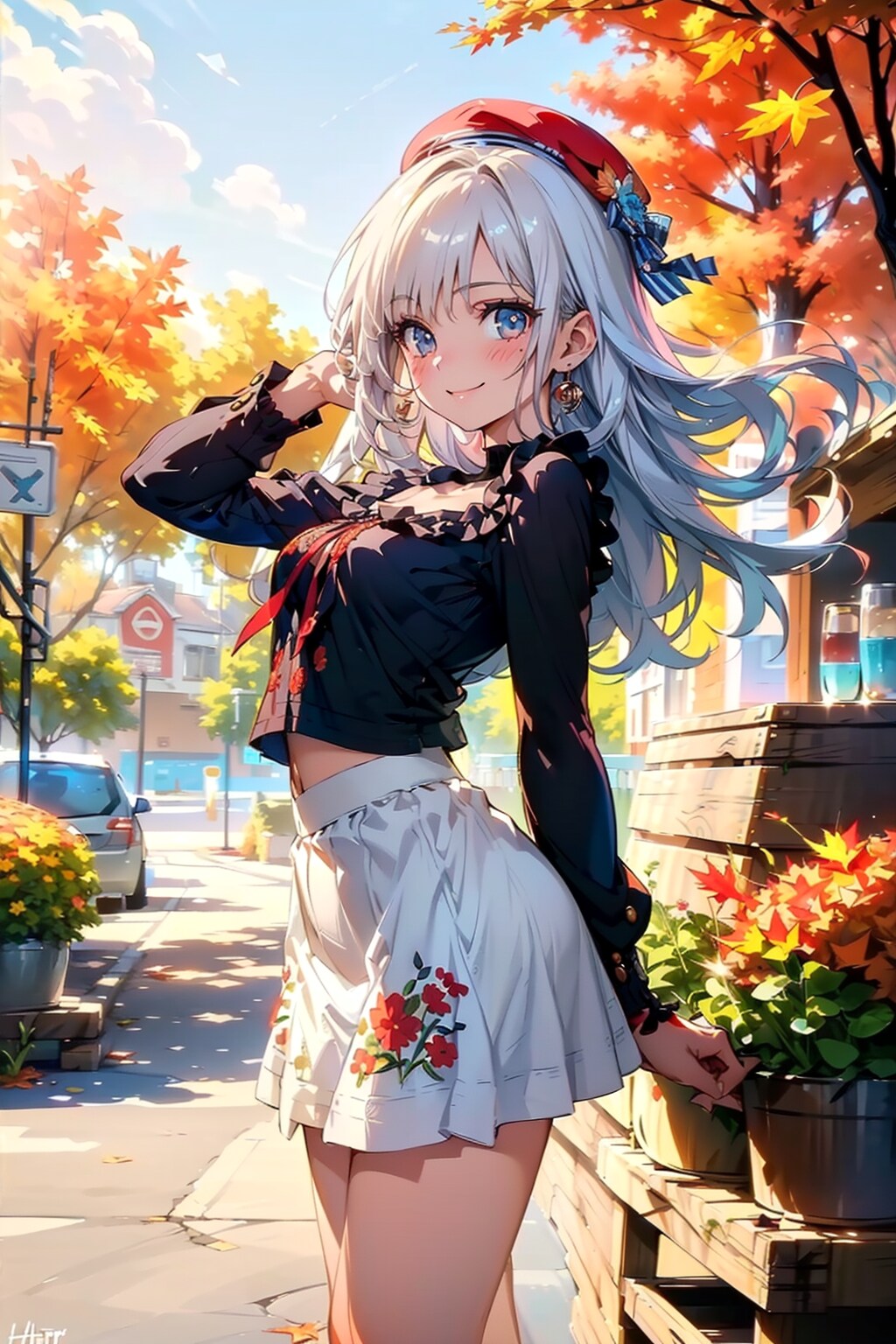 ベレー帽と秋の公園