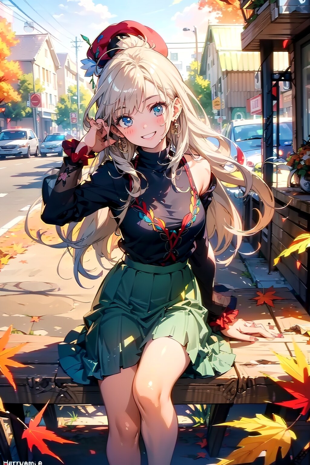 ベレー帽と秋の公園