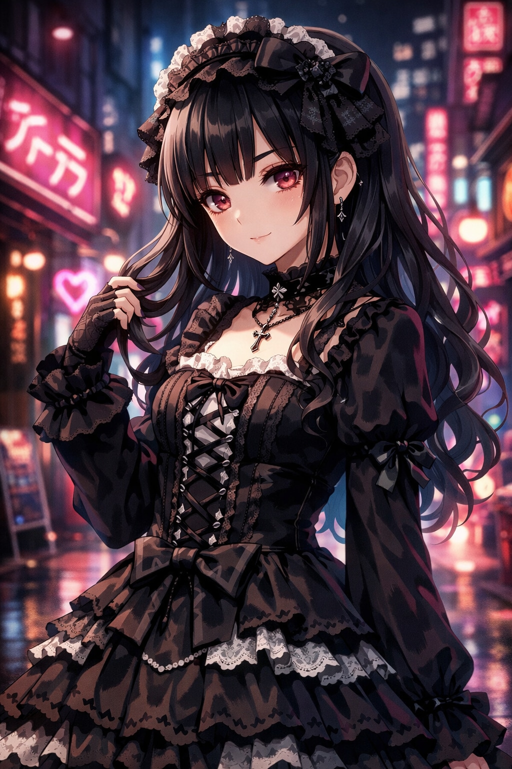 ネオン街のゴシックロリィタ | の人気AIイラスト・グラビア