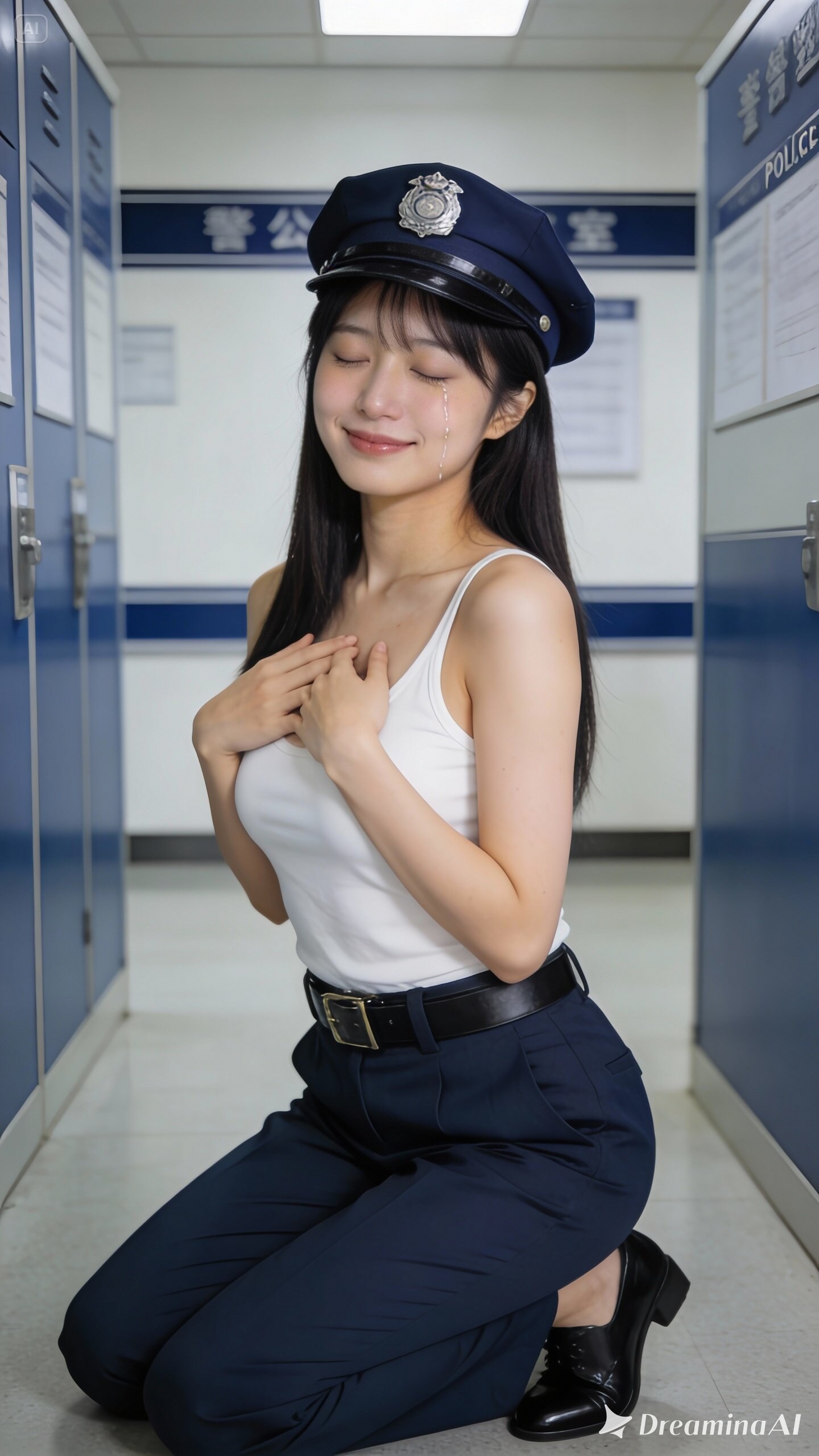 かっこかわいい婦警のロマンティックな憩い