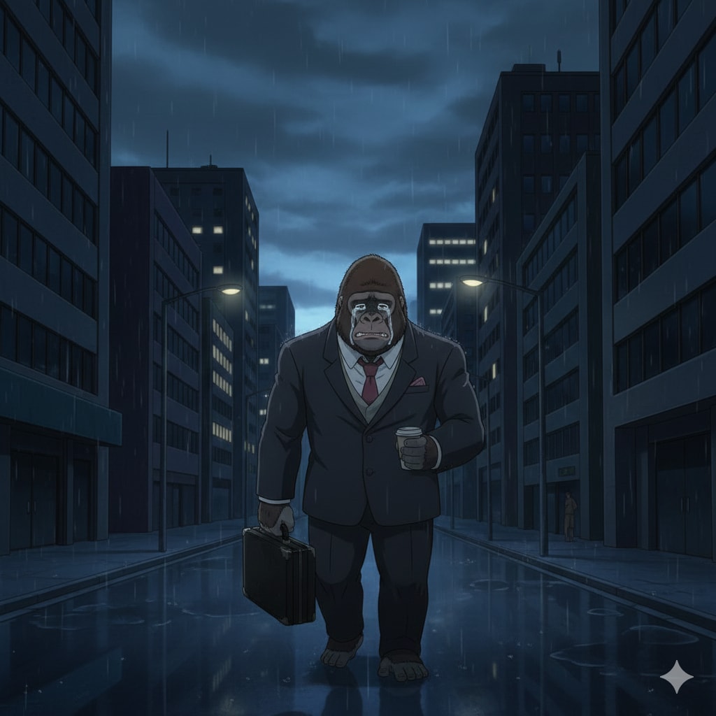 早朝暗いうちから会社へ出勤するセンチメンタルゴリラ