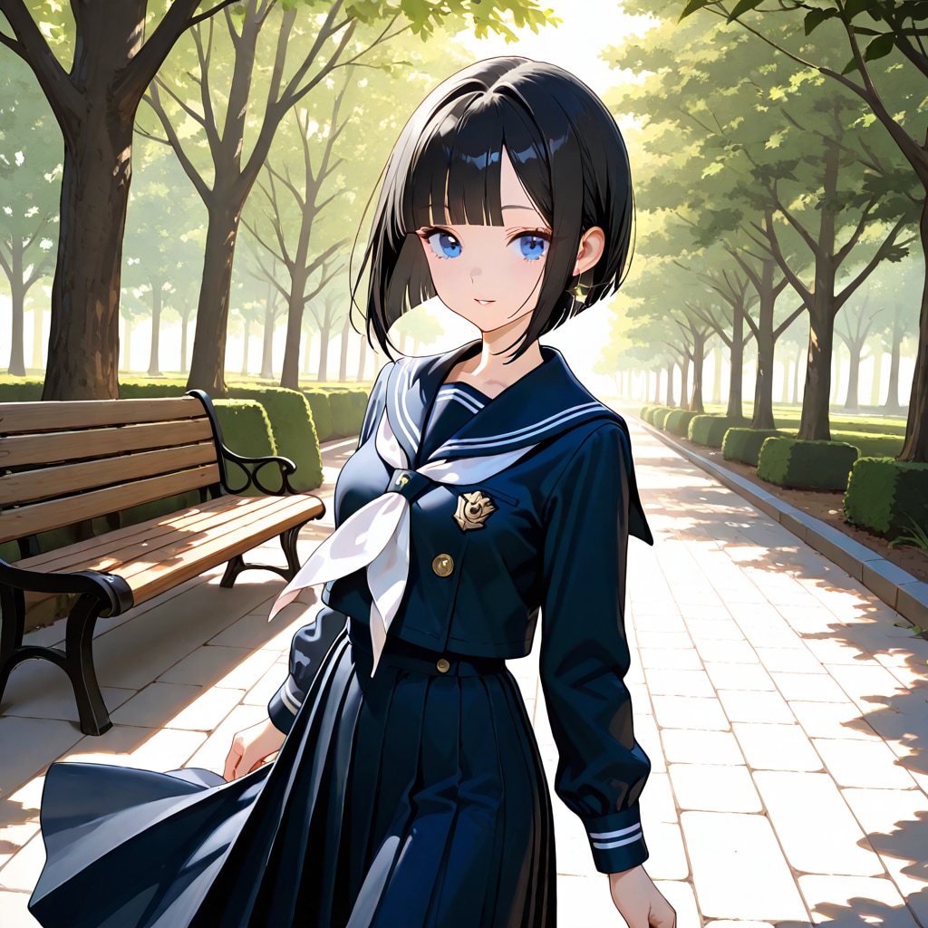 紺青の風、凛として〜黒髪栞ちゃんの制服姿