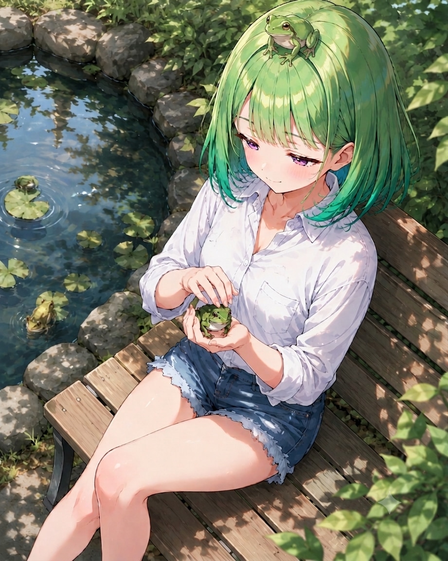 ホットパンツとカエル池