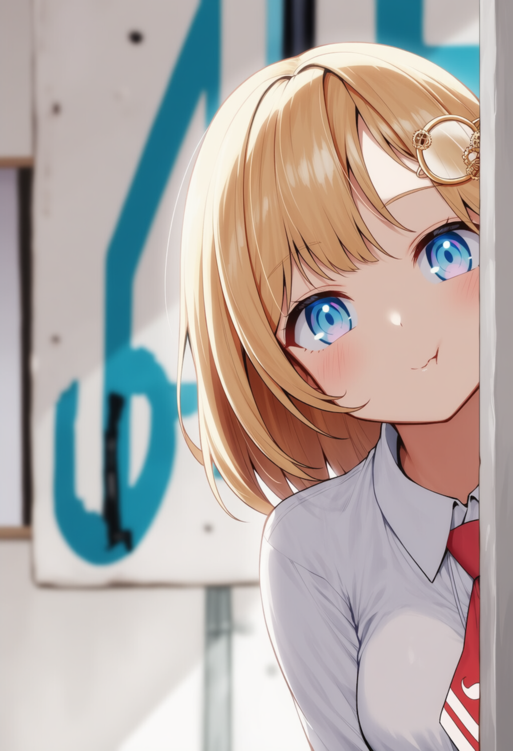 アメちゃんが物陰からジッと見つめているだけ