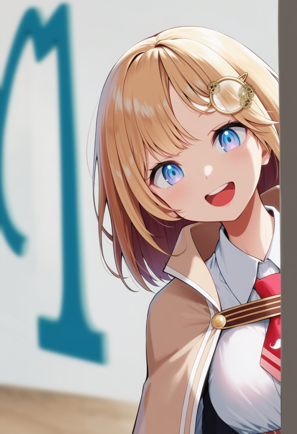 アメちゃんが物陰からジッと見つめているだけ