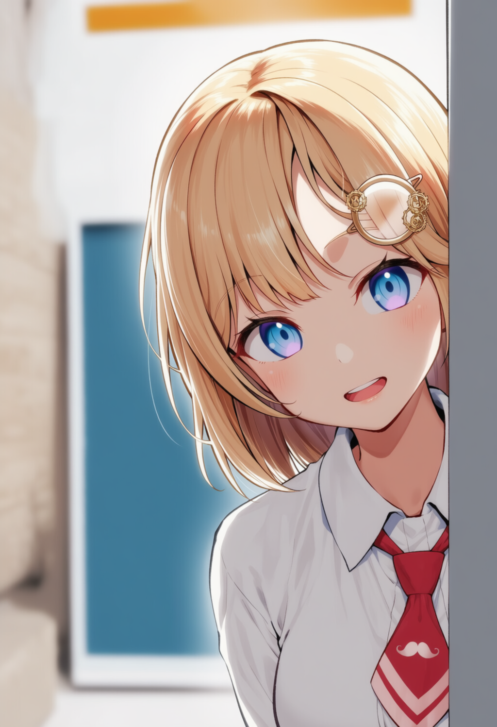 アメちゃんが物陰からジッと見つめているだけ