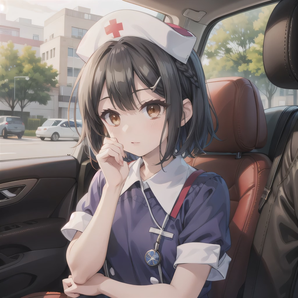 茶髪ボブで車内の少女４