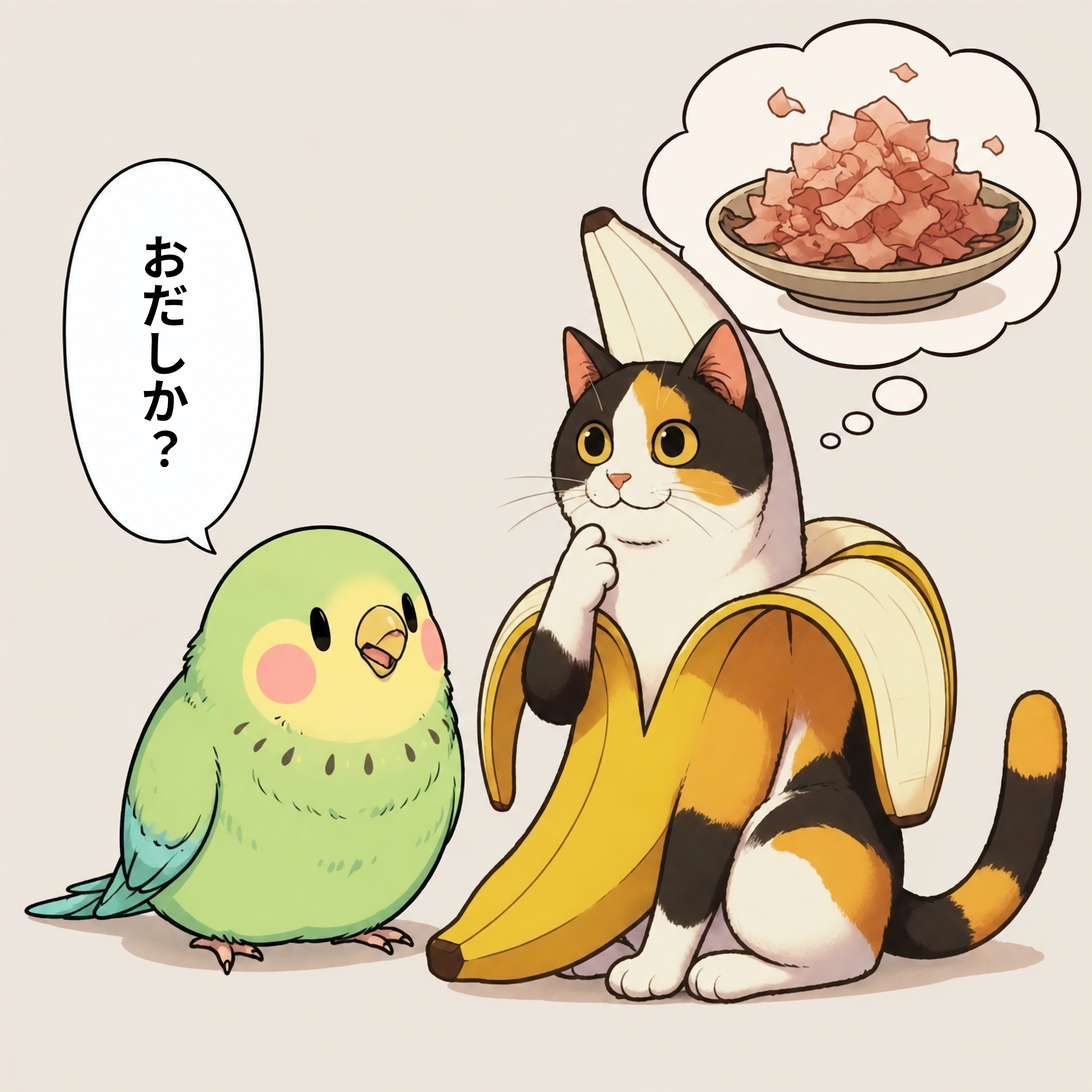 バナにゃんと喋るインコ