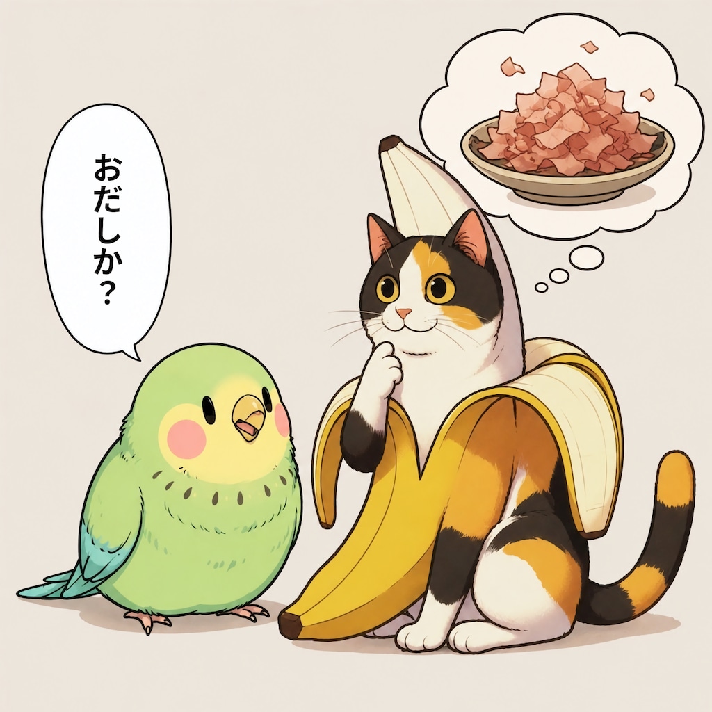 バナにゃんと喋るインコ
