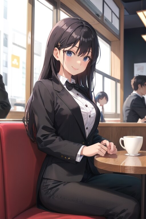 タキシード美少女エリカ　カフェで談話中