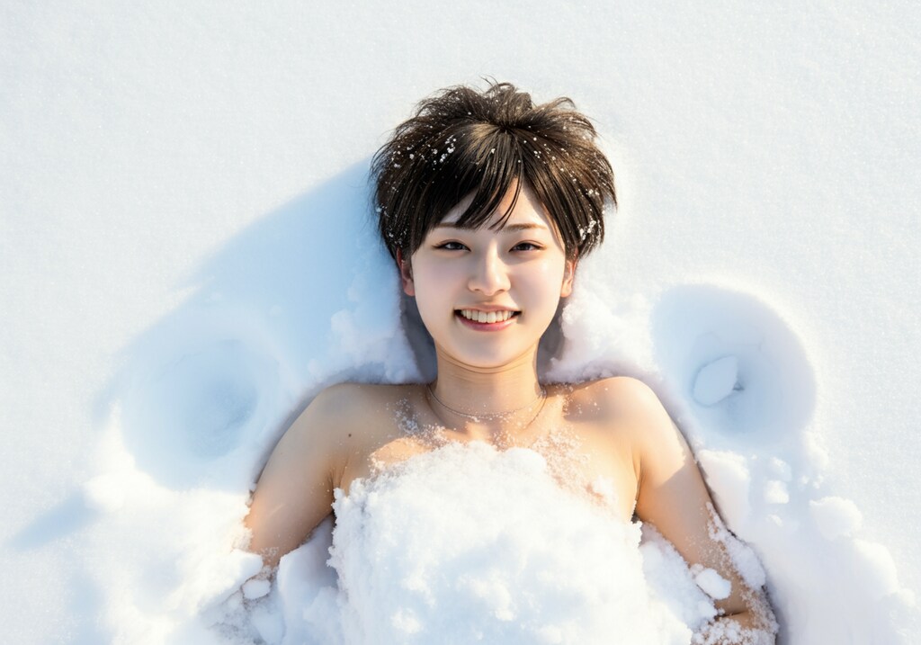 雪に埋もれる