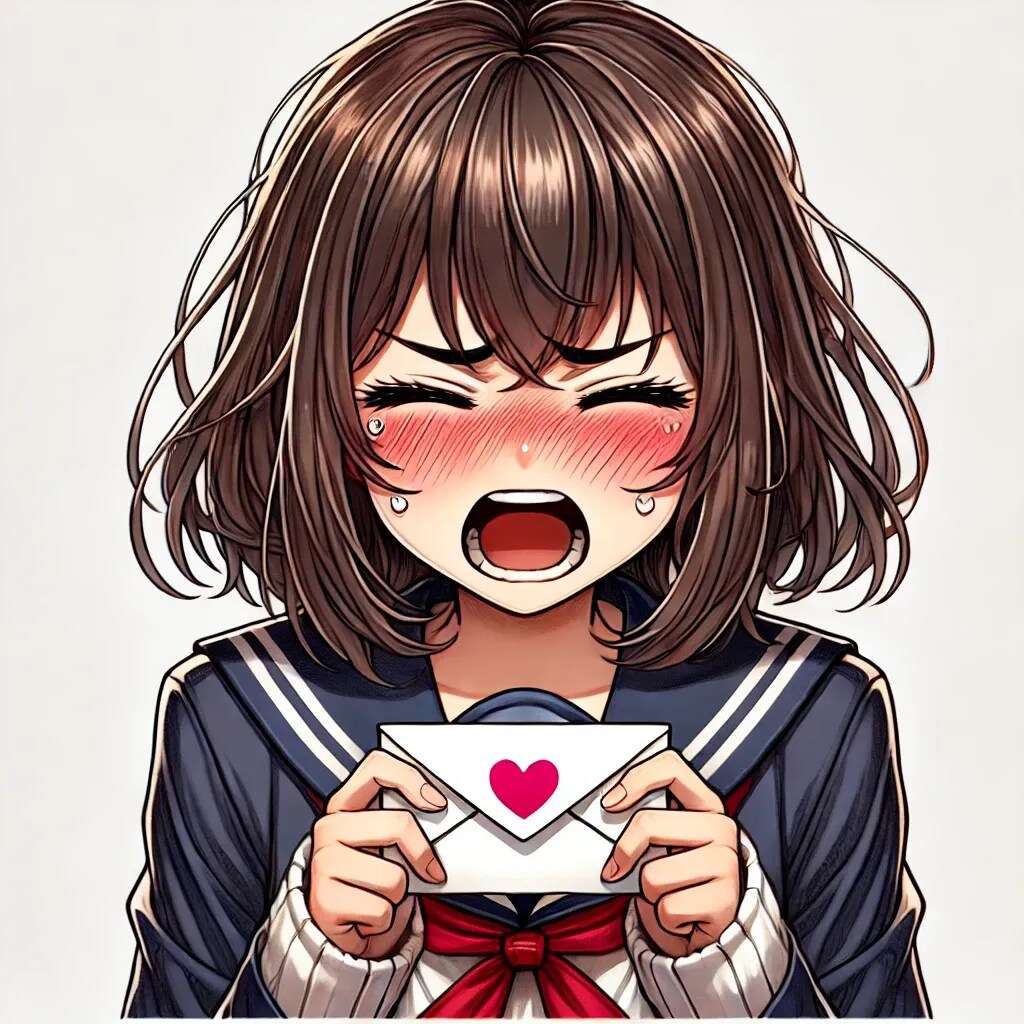 ラブレターを渡す女の子のイラスト（いらすとやチャレンジ）