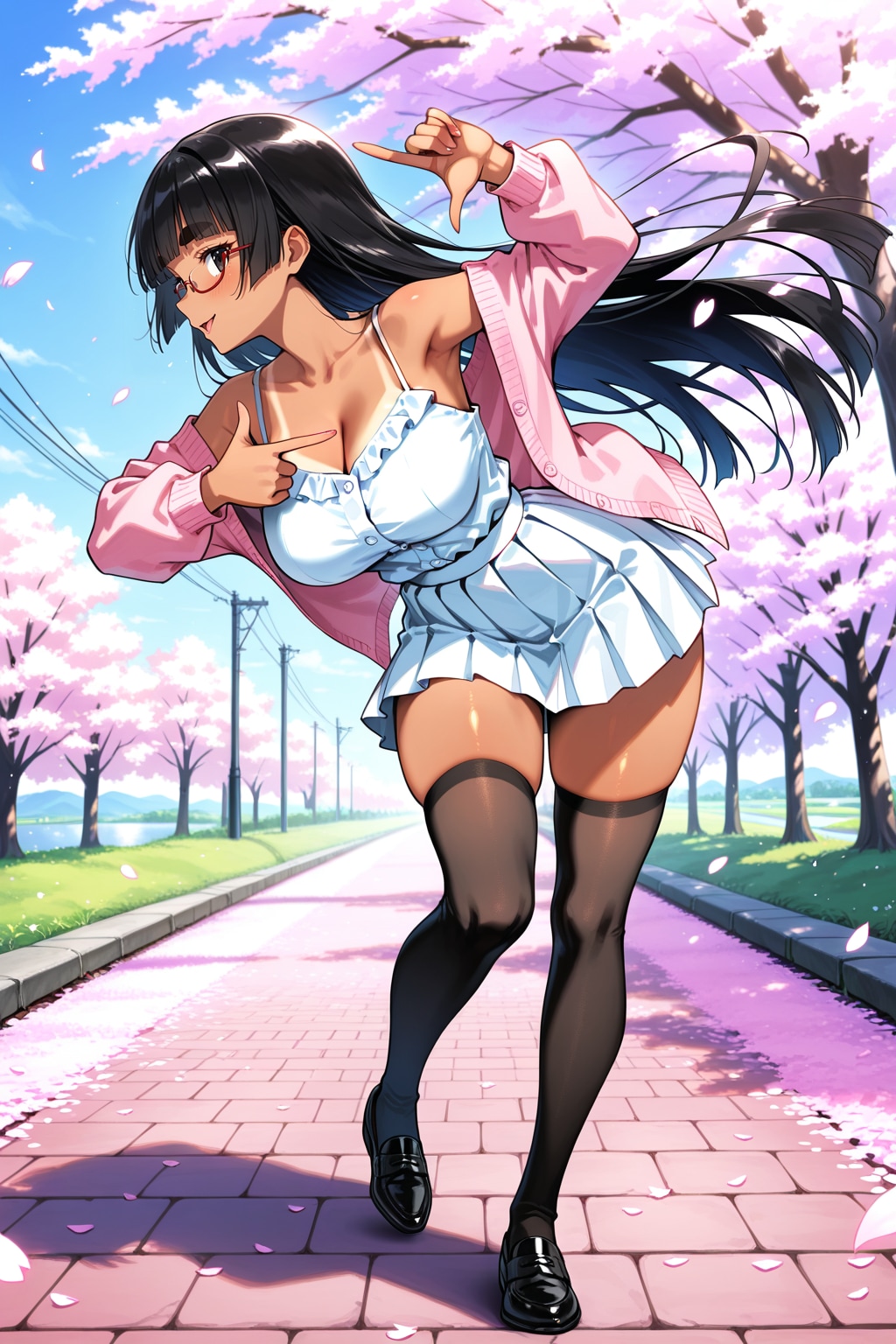 春色コーデ太まゆ姉ちゃん（SDXL）