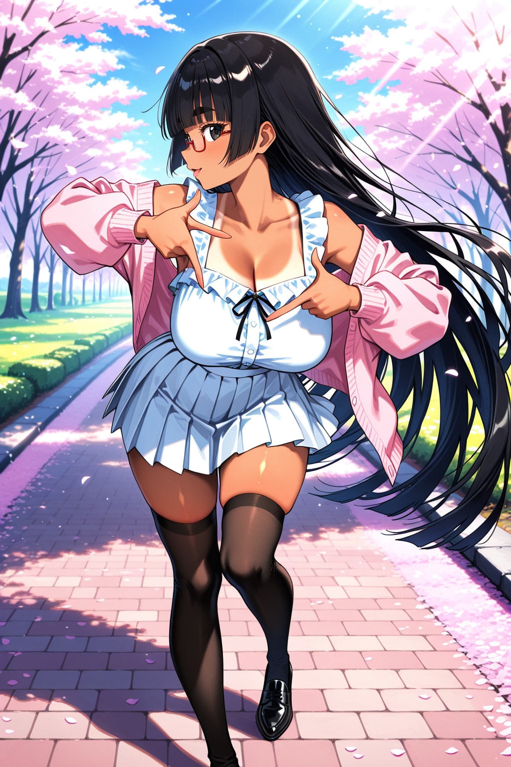 春色コーデ太まゆ姉ちゃん（SDXL）