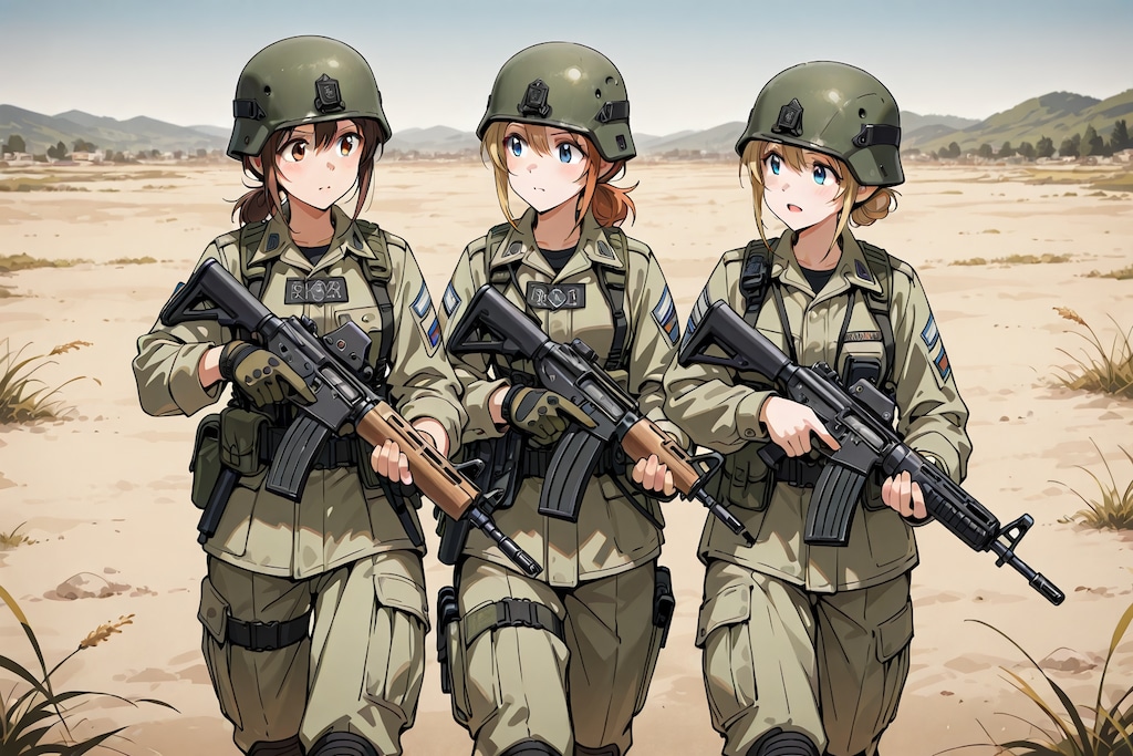 アサルトライフルを持つ女性兵士