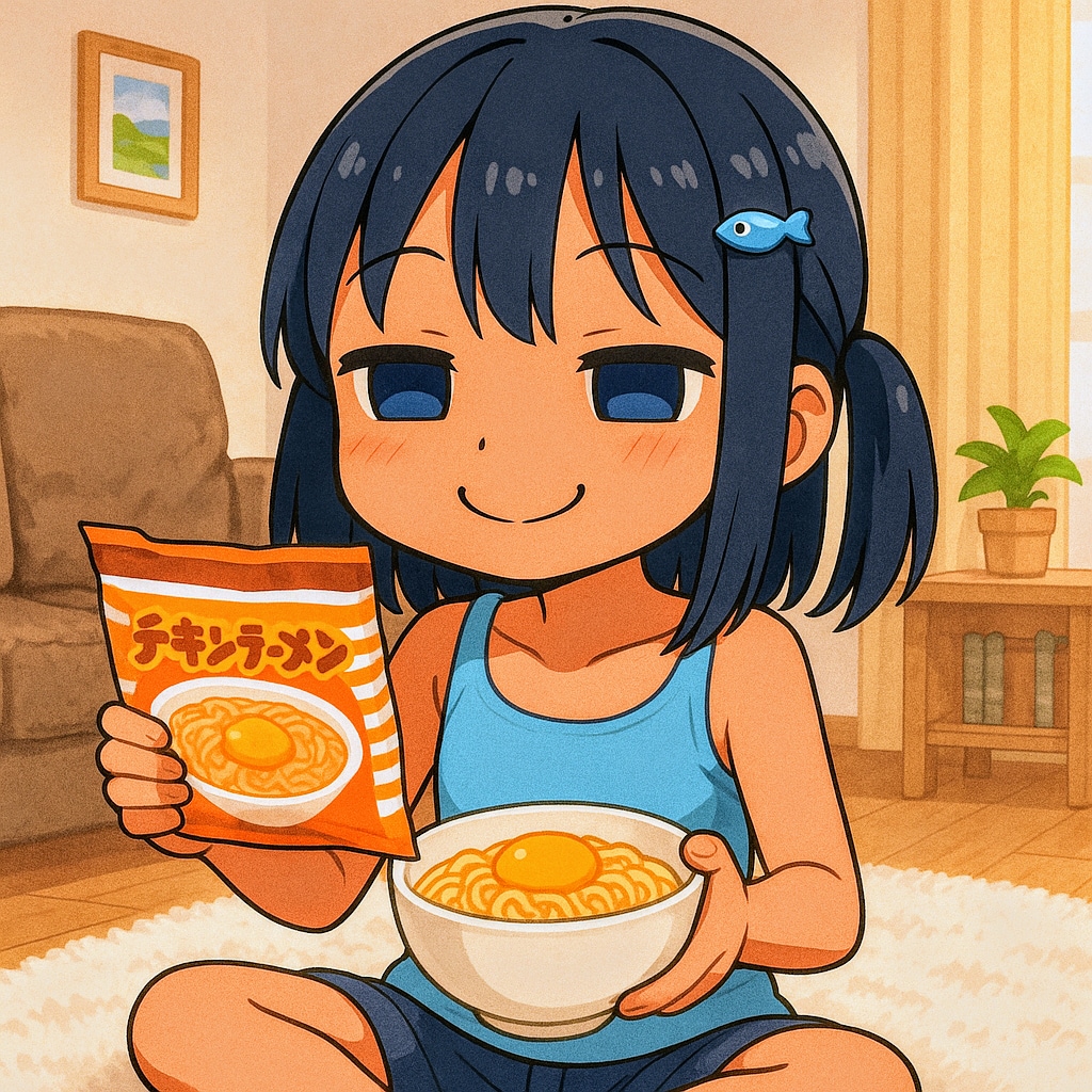 10分茹でチキンラーメンを作るこなつちゃん