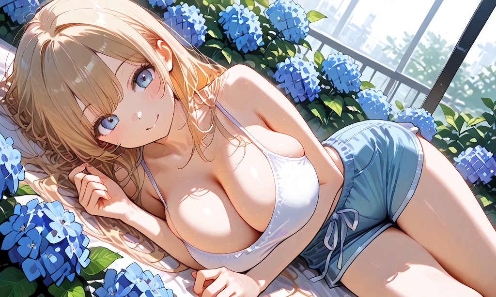 紫陽花の中で