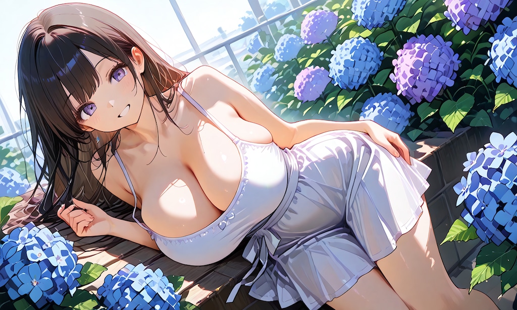 紫陽花の中で