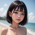 爆乳+全裸+海 4枚目