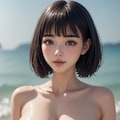 爆乳+全裸+海 3枚目