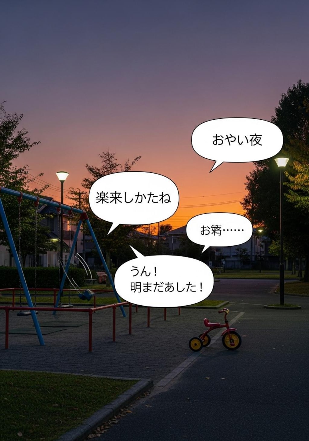 きょう(きのう)は夕方の公園で喋らせてた
