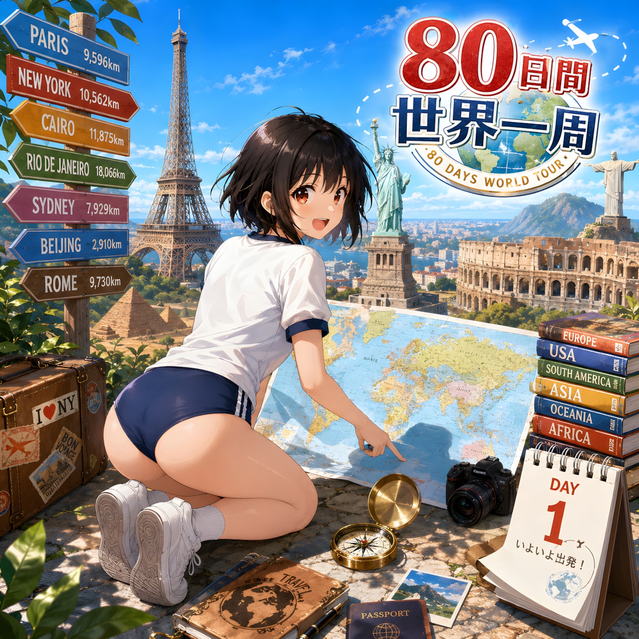 80日間世界一周に憧れて  ~ 黒髪ボブのブルマ娘１４０ ~