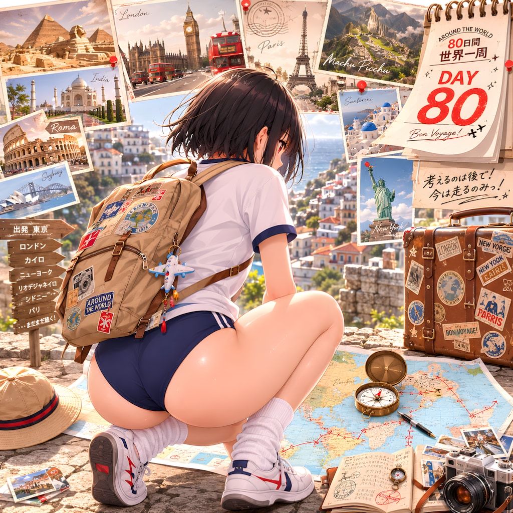 80日間世界一周に憧れて  ~ 黒髪ボブのブルマ娘１４０ ~