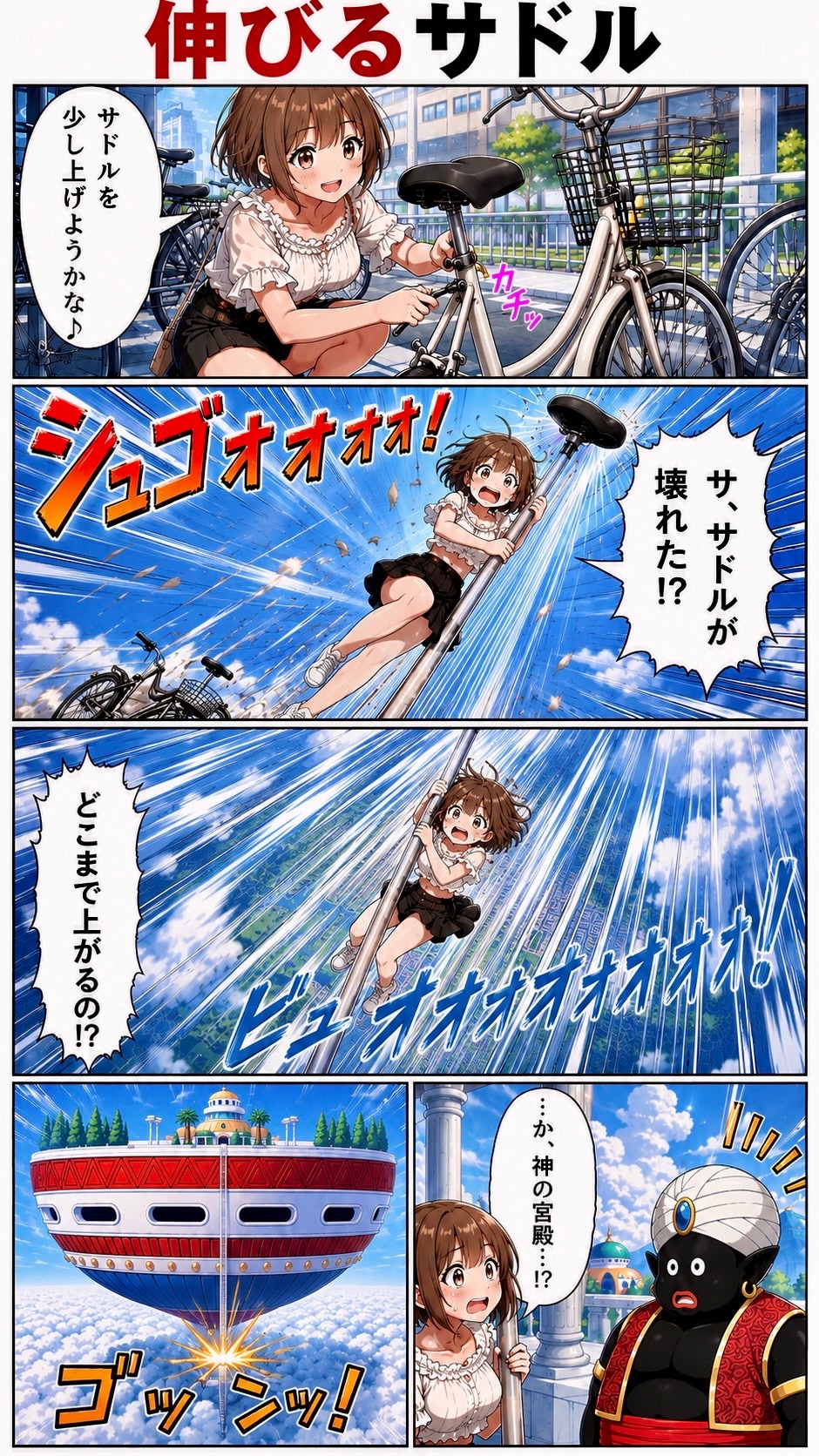 伸びるサドル