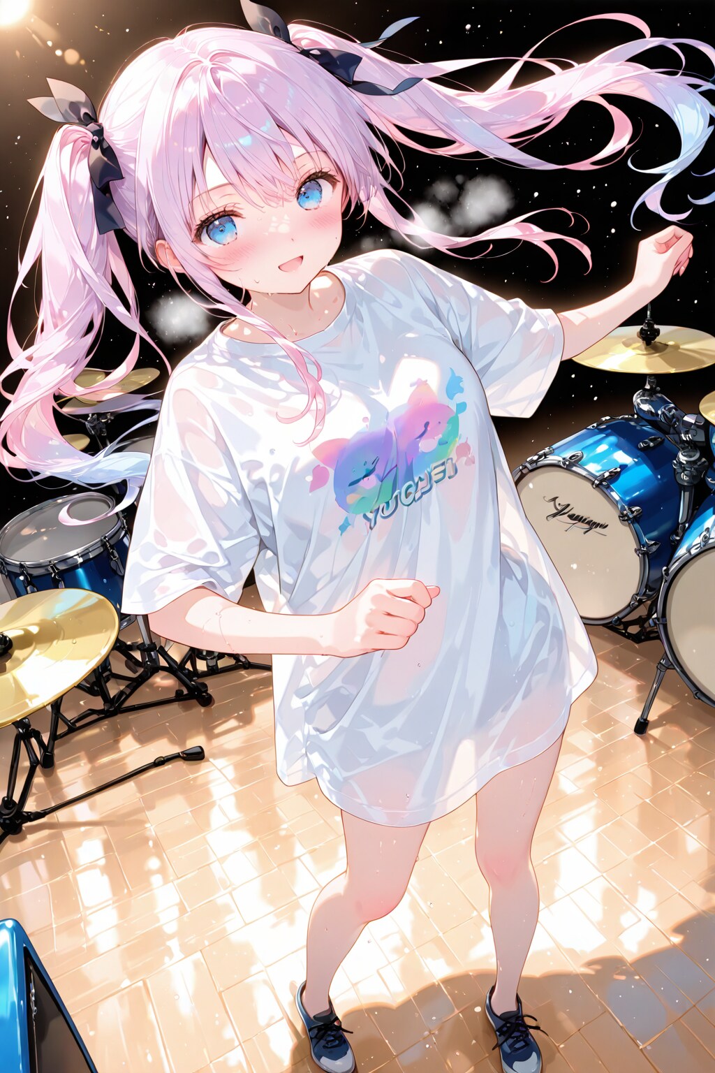 ドラムの前で踊る