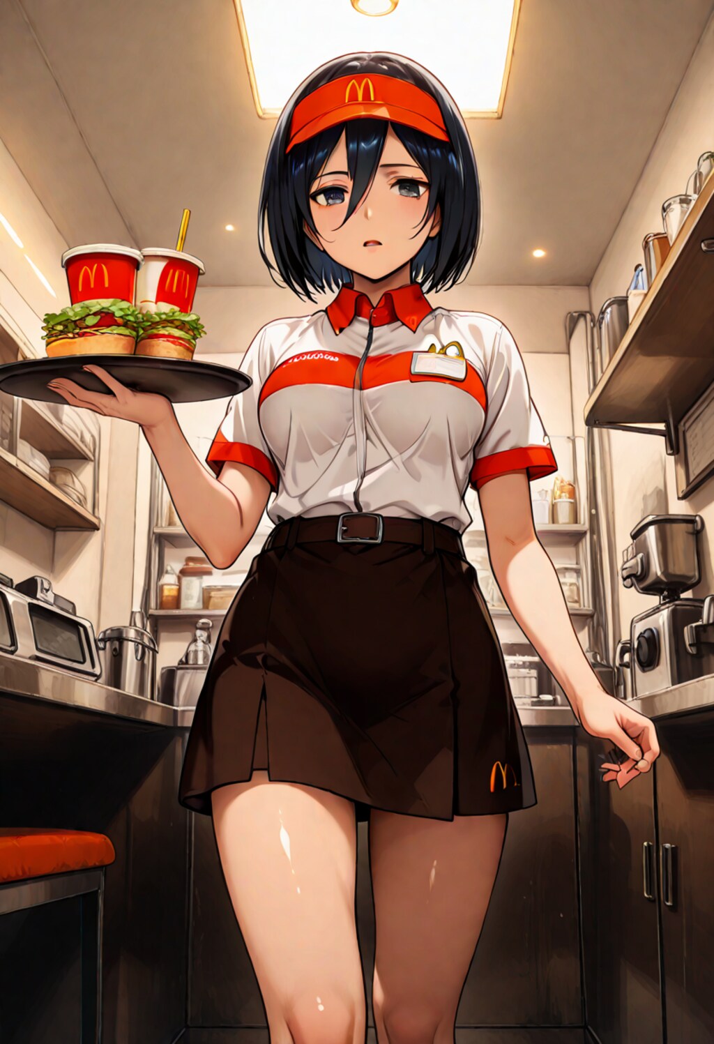 マックっぽい飲食店で働き始めたミカサ