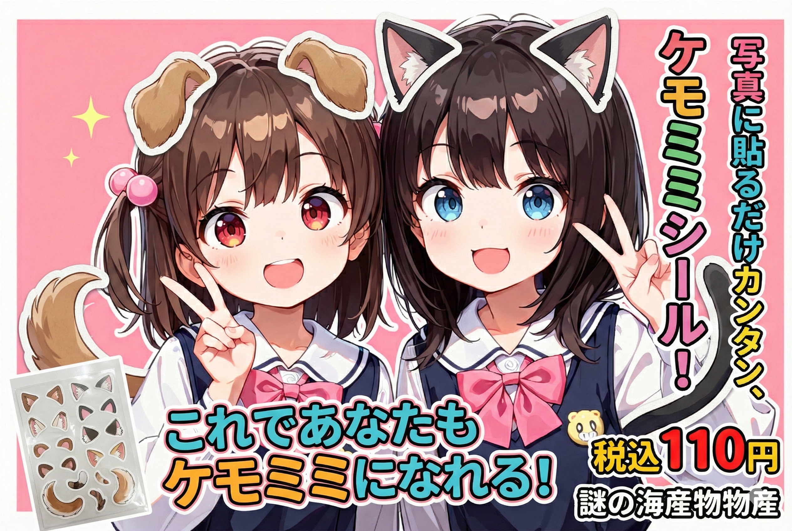 写真に貼るだけカンタン、ケモミミシール！ | の人気AIイラスト・グラビア