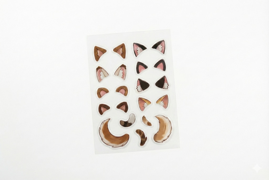 写真に貼るだけカンタン、ケモミミシール！