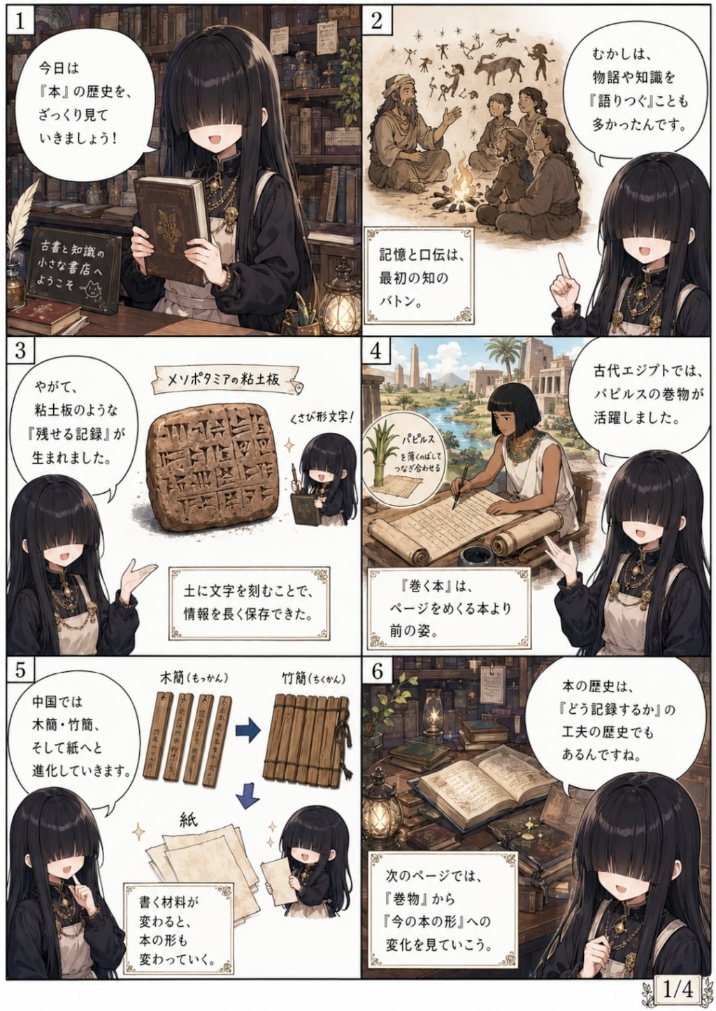 メカクレ娘が解説する本の歴史学習漫画