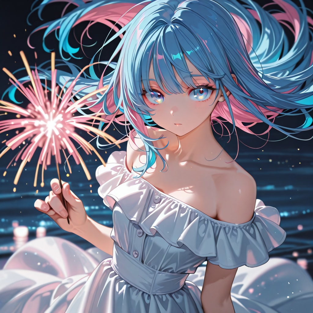 海辺の花火 | の人気AIイラスト・グラビア