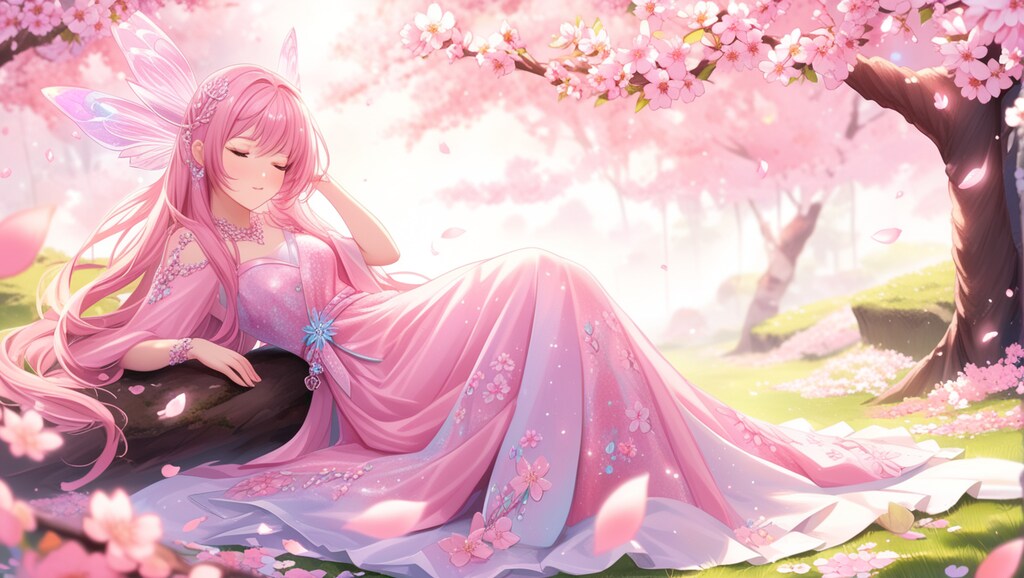 桜の木と居眠り少女妖精