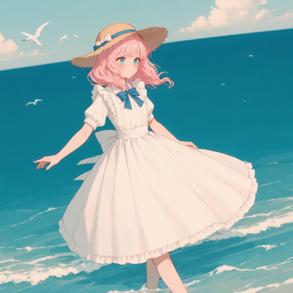 麦わら帽子メイドさん