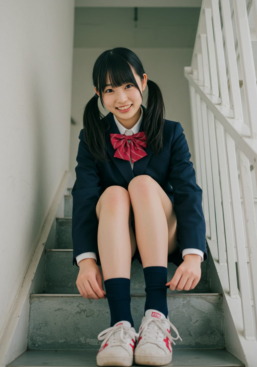 ツインテールJKさん 階段で...