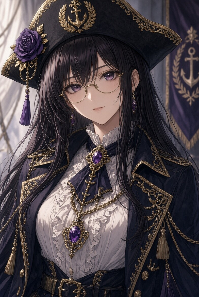 海賊風な黒髪メガネ | の人気AIイラスト・グラビア