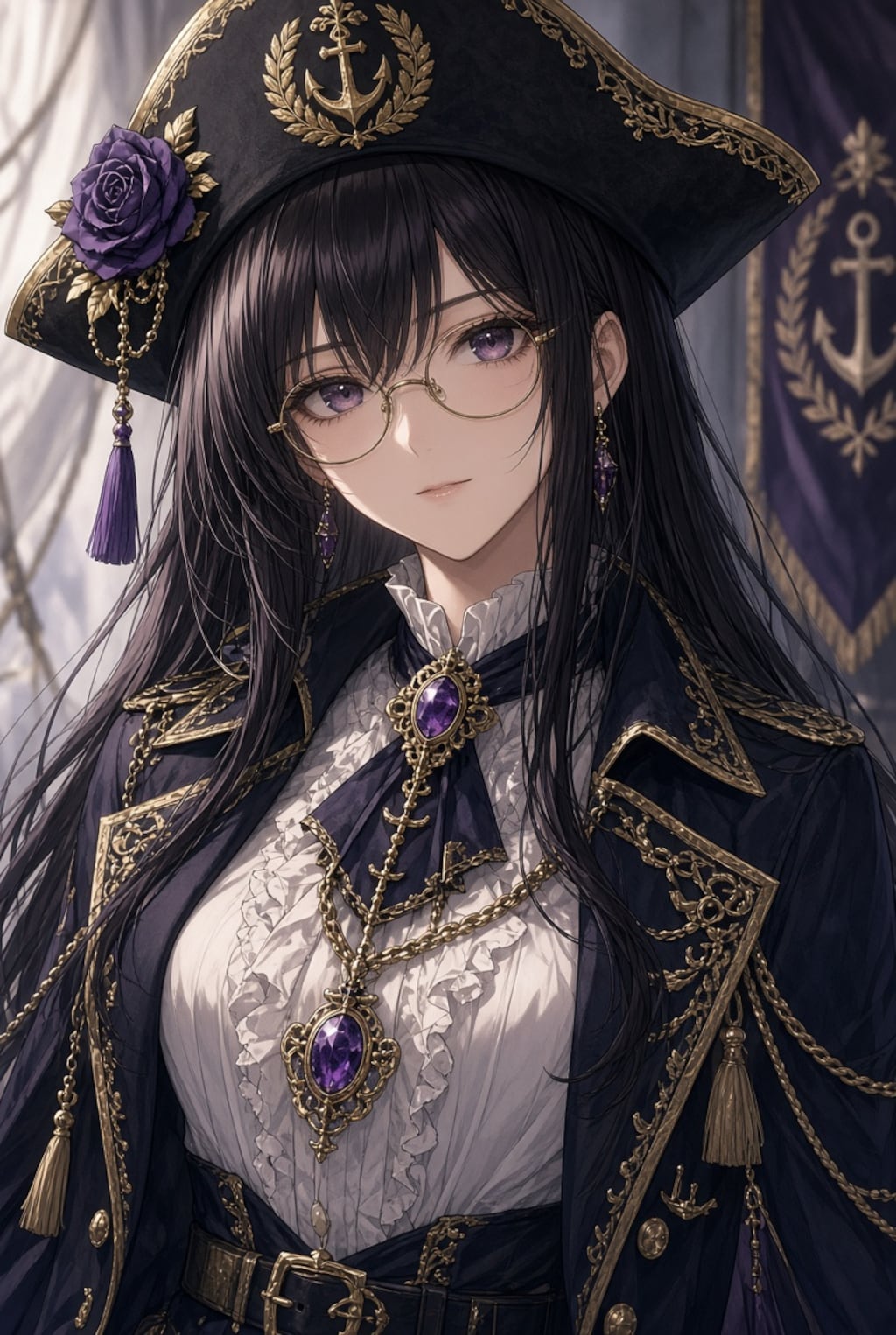 海賊風な黒髪メガネ