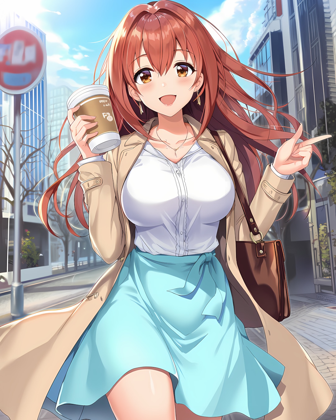 ☕️月曜の朝はコーヒーと一緒に✨OLノノカの通勤コーデ | の人気AIイラスト・グラビア