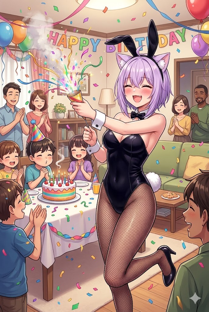 パパの友人のお子さんの誕生日会にゃ！