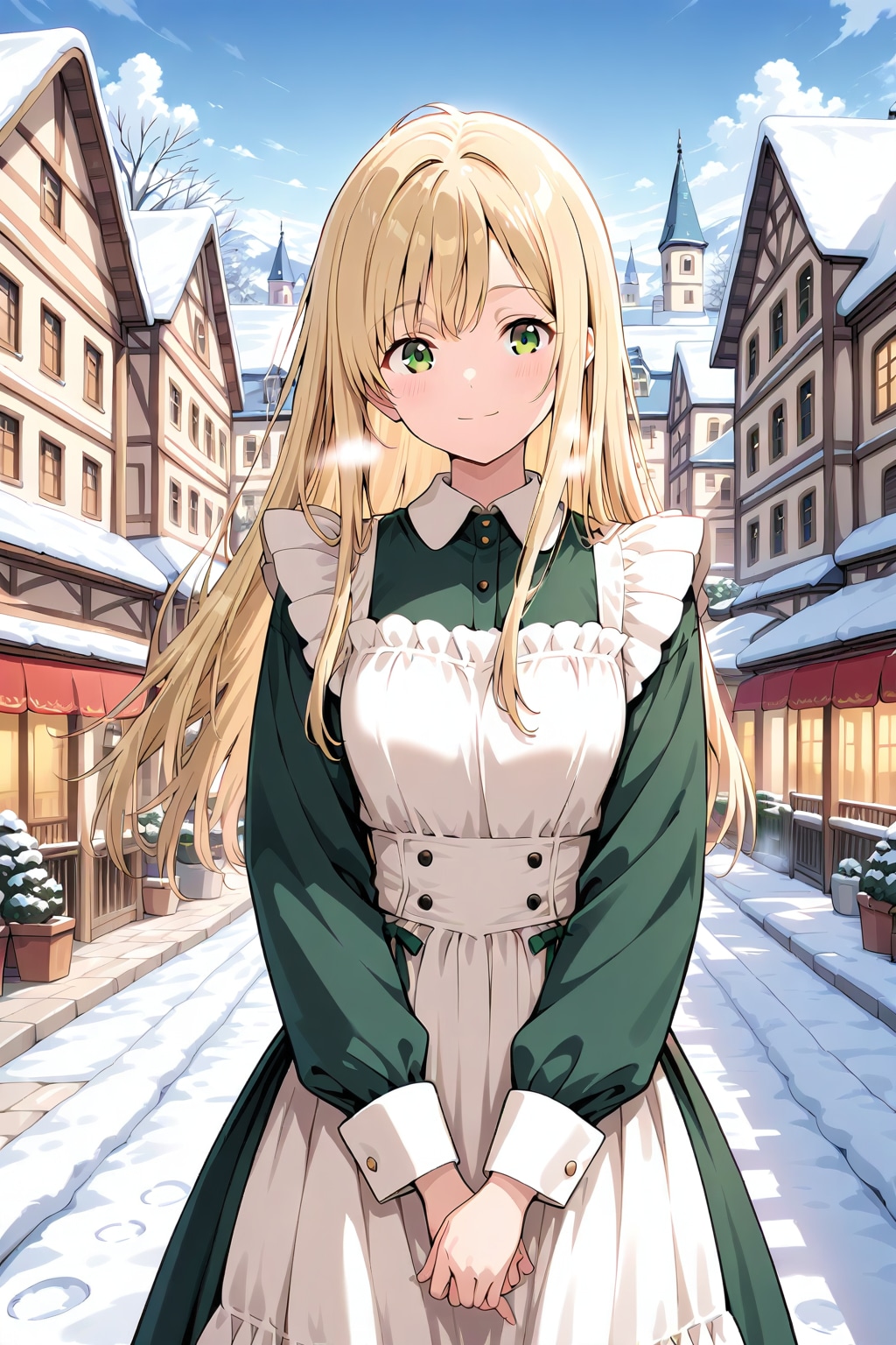 雪景色とメイド