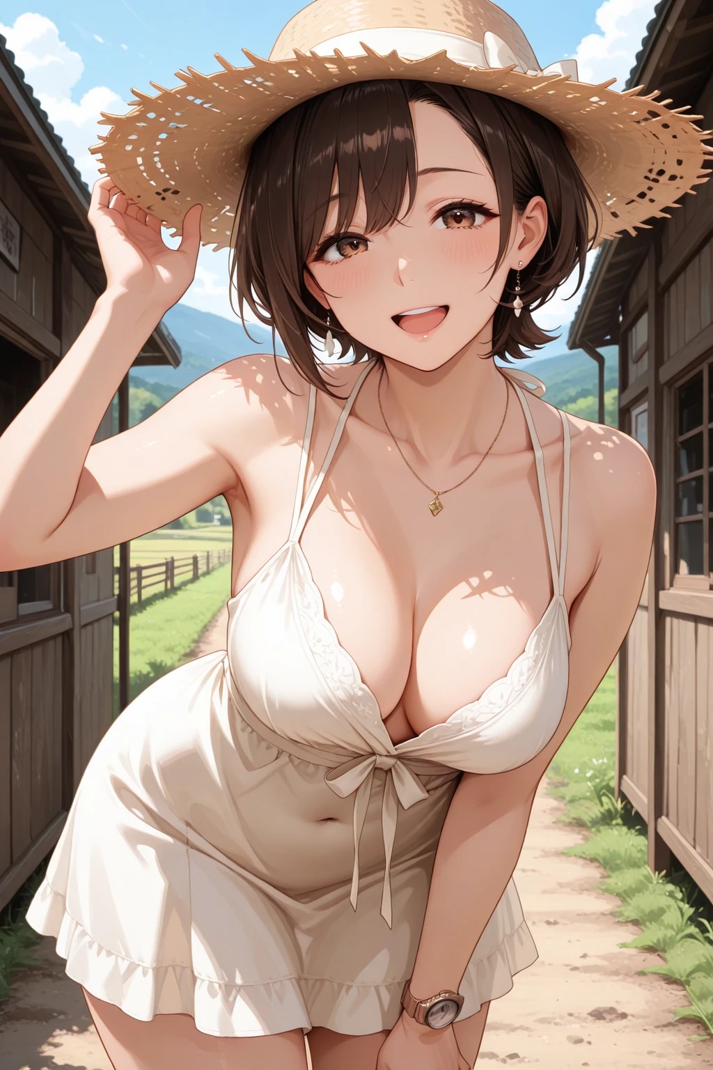 麦わら帽子の人妻