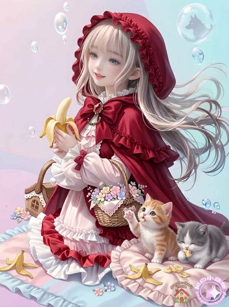 赤ずきんちゃんと子猫