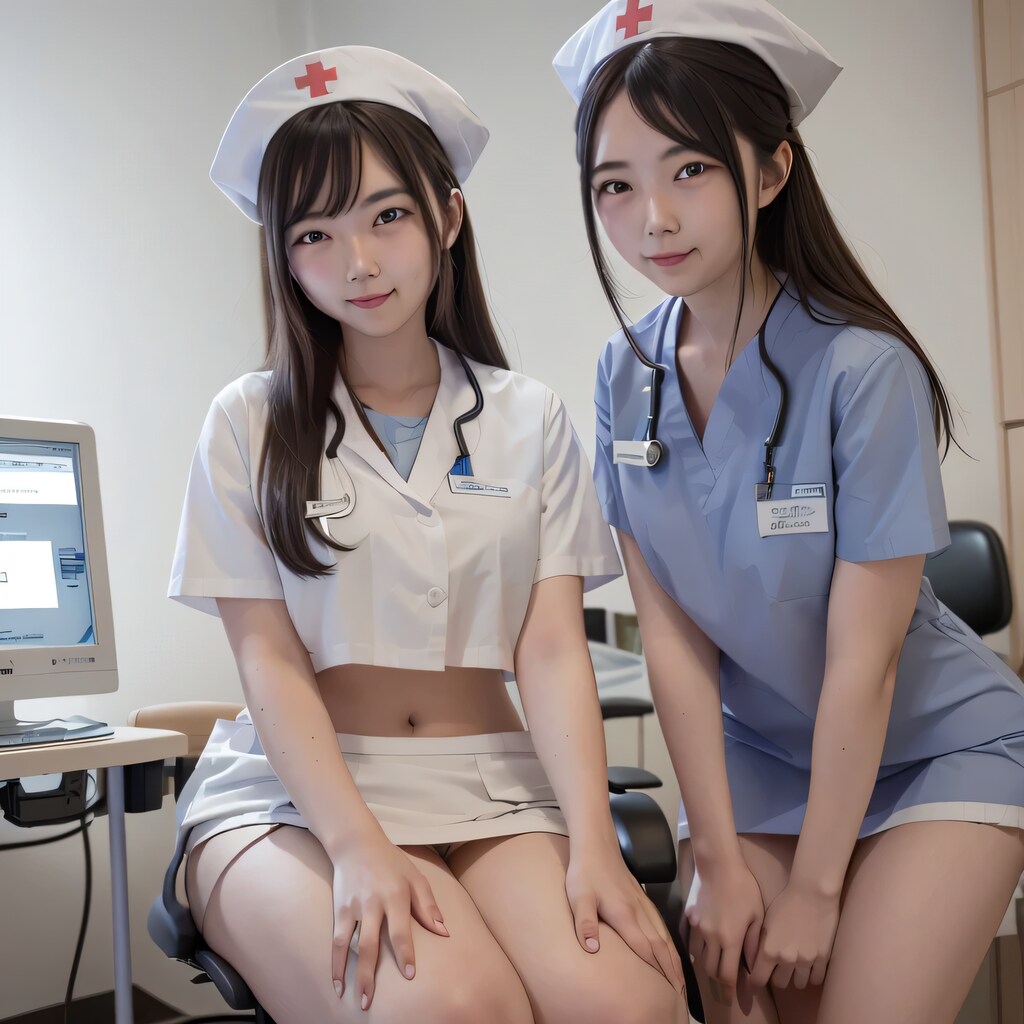 黒髪ロングで看護服の美女１５