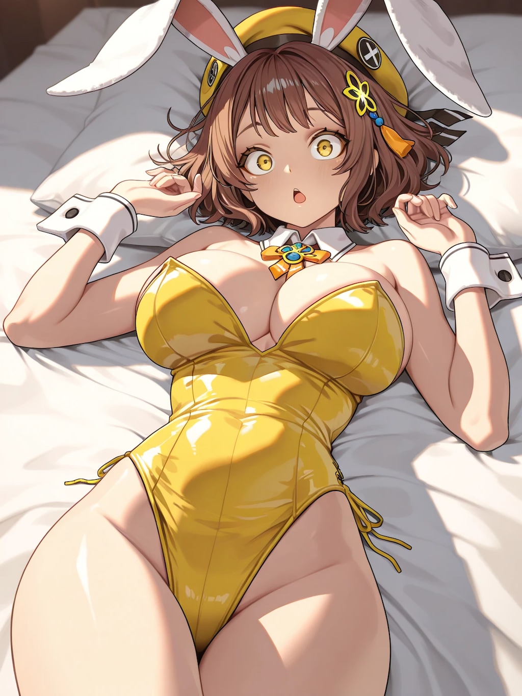 ベッドに横たわるバニーガール