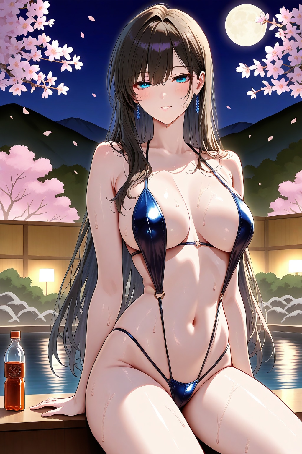 水着の葵さんと夜桜