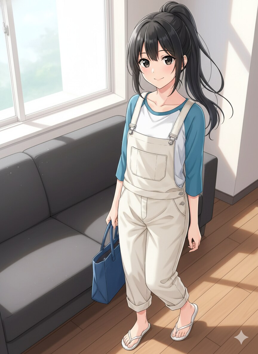 部屋とラグランシャツと少女