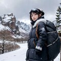 雪山を歩く美少女 2枚目