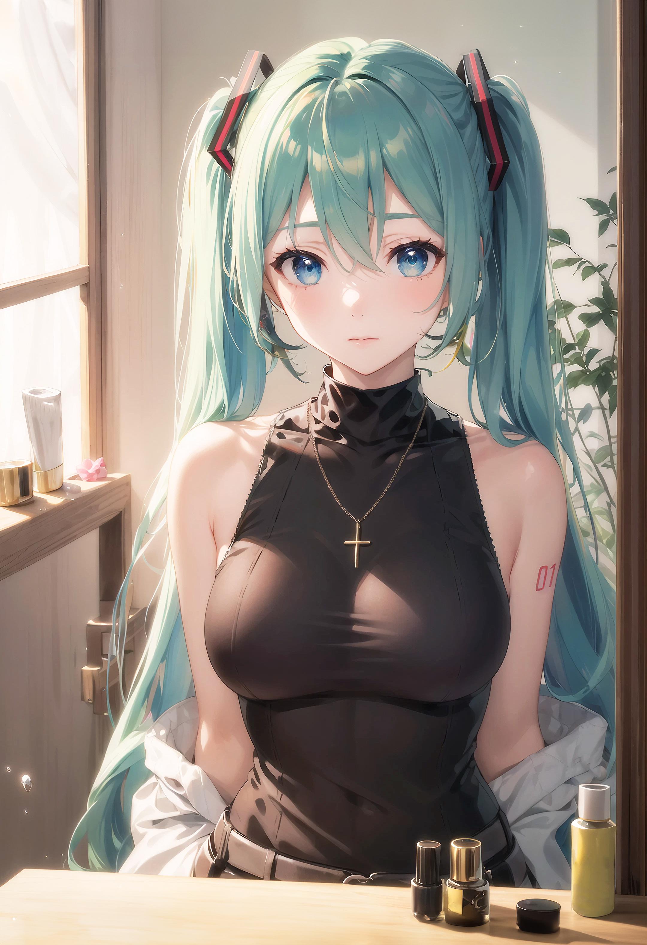 初音未來 初音ミク ノースリーブ オフショルダー Miku VOCALOID ツインテール